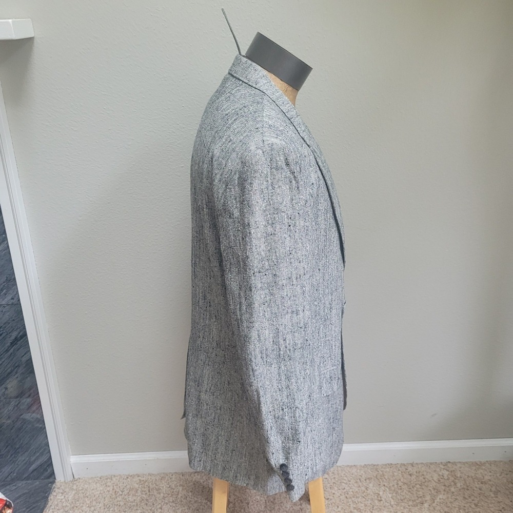 Savile Row Blazer 2 Button Coat Jacket Black Herringbone 34L - Picture 9 of 11